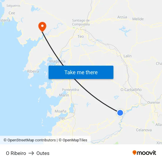 O Ribeiro to Outes map