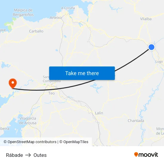 Rábade to Outes map
