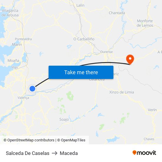 Salceda De Caselas to Maceda map