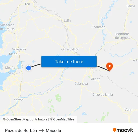 Pazos de Borbén to Maceda map