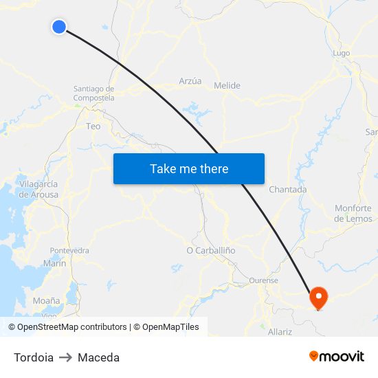 Tordoia to Maceda map