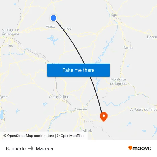 Boimorto to Maceda map