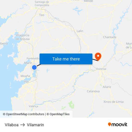 Vilaboa to Vilamarín map