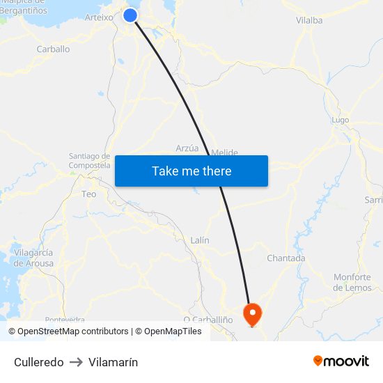 Culleredo to Vilamarín map
