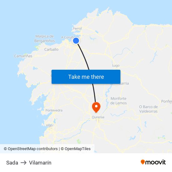 Sada to Vilamarín map