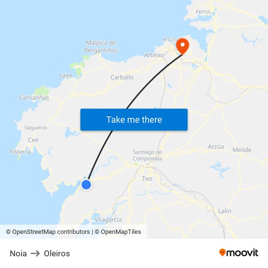 Noia to Oleiros map