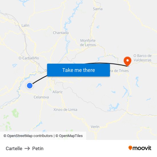 Cartelle to Petín map
