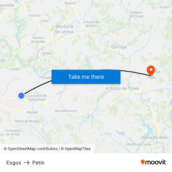 Esgos to Petín map
