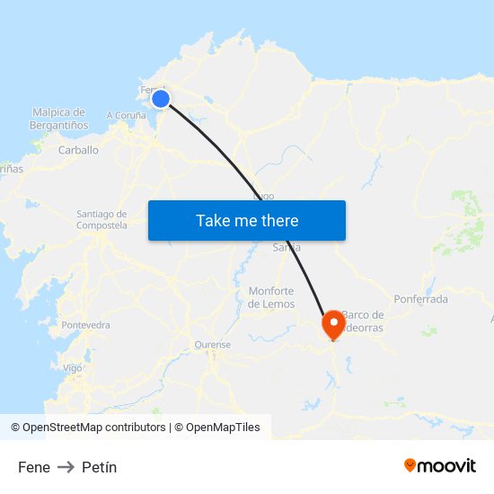 Fene to Petín map