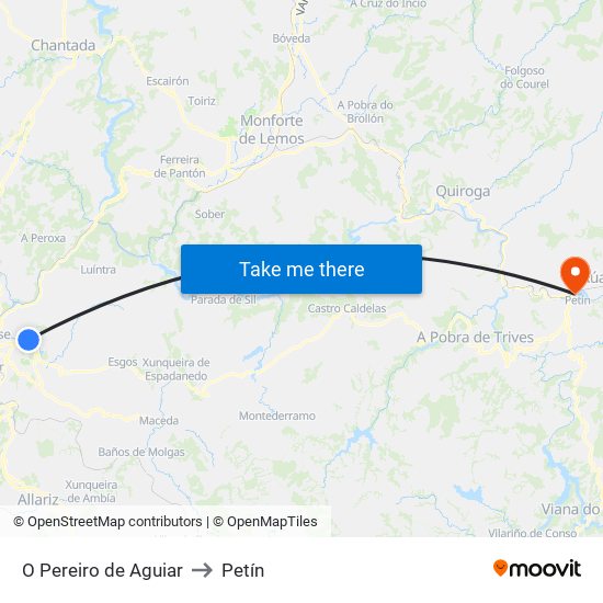O Pereiro de Aguiar to Petín map