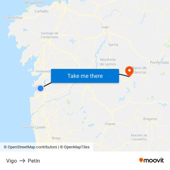 Vigo to Petín map