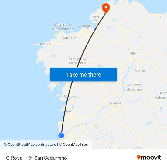 O Rosal to San Sadurniño map