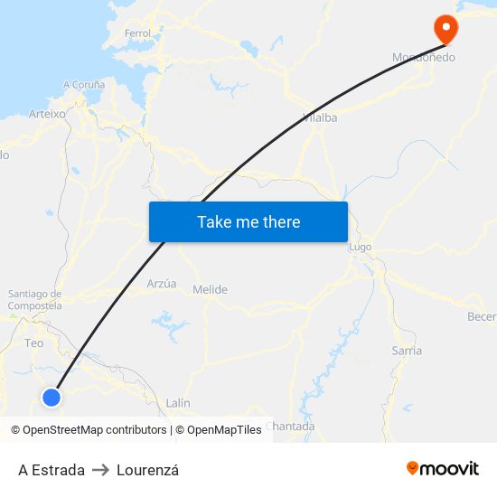 A Estrada to Lourenzá map