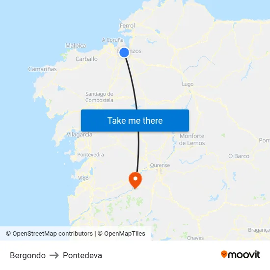 Bergondo to Pontedeva map