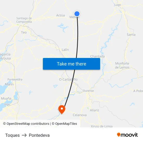 Toques to Pontedeva map