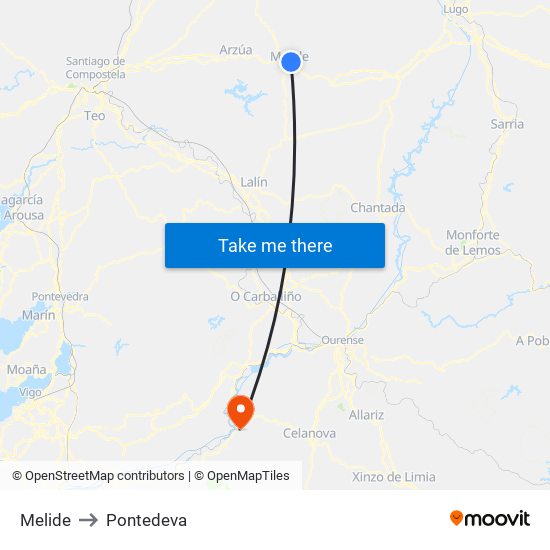 Melide to Pontedeva map