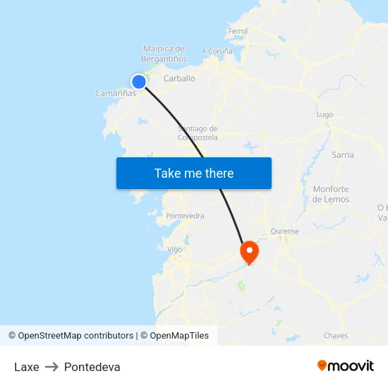 Laxe to Pontedeva map