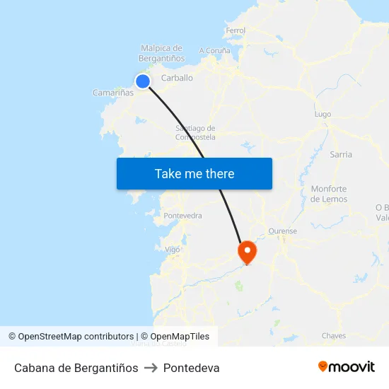 Cabana de Bergantiños to Pontedeva map