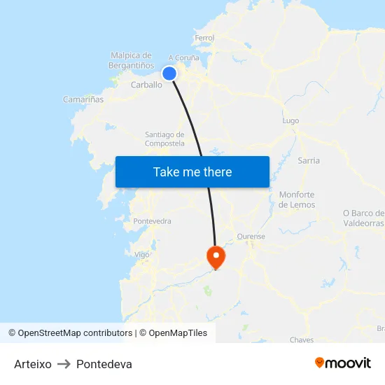 Arteixo to Pontedeva map