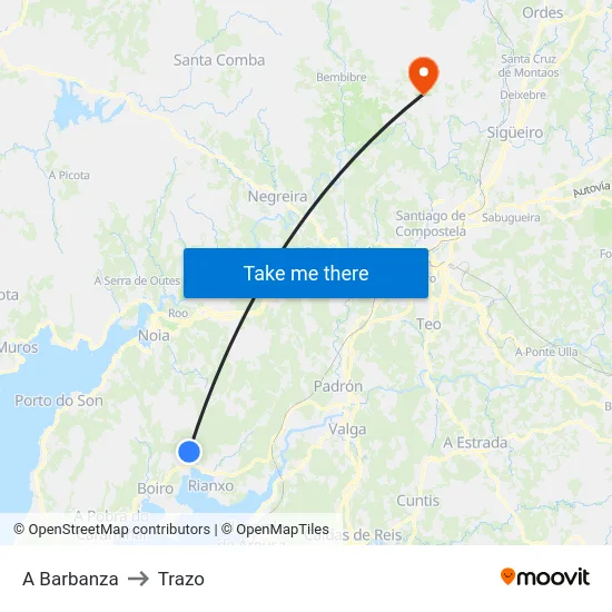 A Barbanza to Trazo map