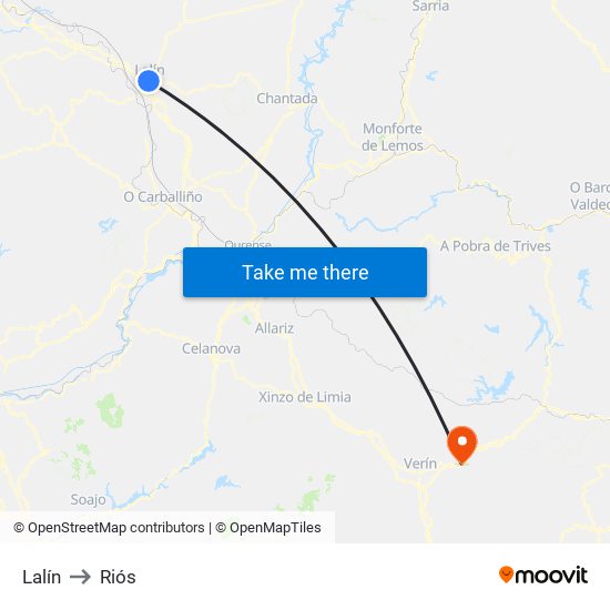 Lalín to Riós map