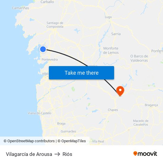 Vilagarcía de Arousa to Riós map