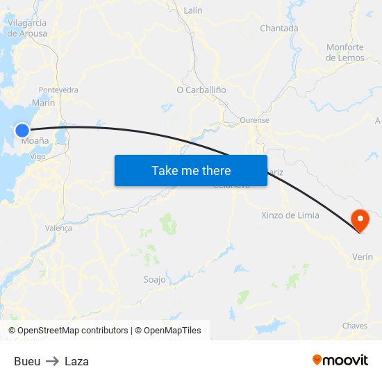 Bueu to Laza map
