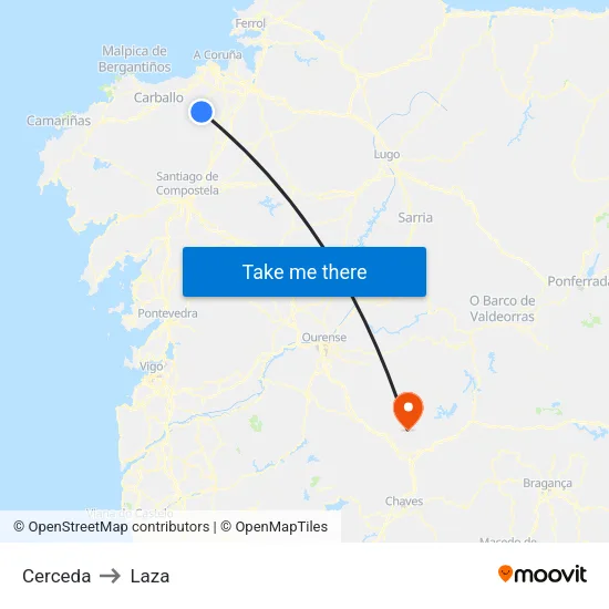 Cerceda to Laza map