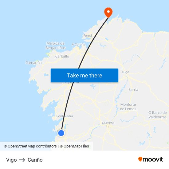 Vigo to Cariño map