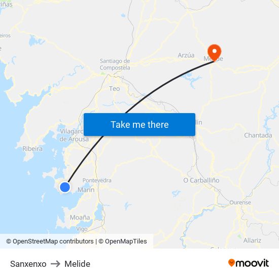 Sanxenxo to Melide map