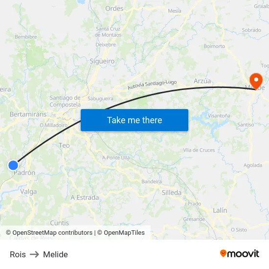 Rois to Melide map