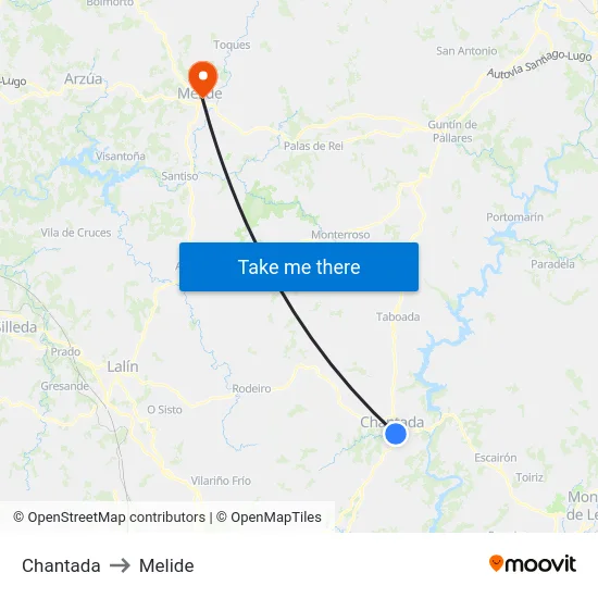 Chantada to Melide map