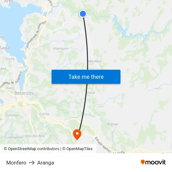 Monfero to Aranga map