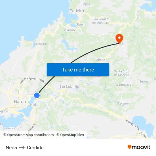 Neda to Cerdido map