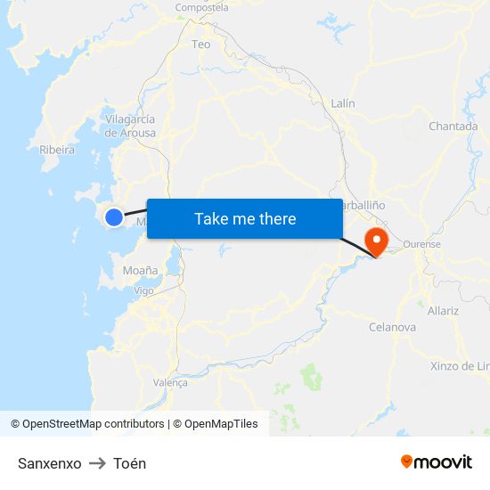 Sanxenxo to Toén map