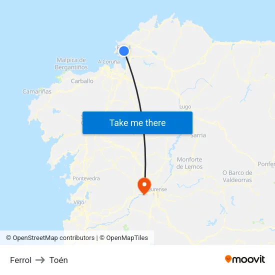 Ferrol to Toén map
