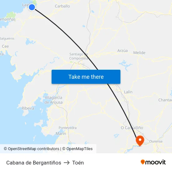 Cabana de Bergantiños to Toén map