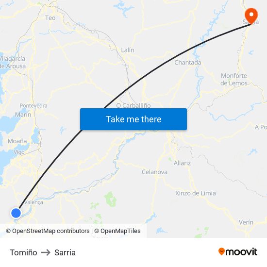 Tomiño to Sarria map