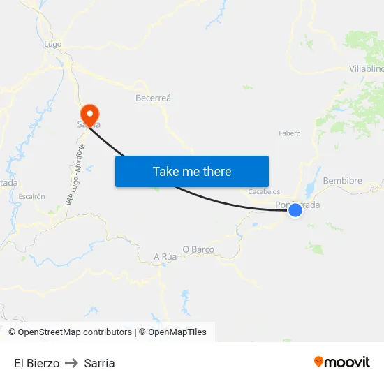 El Bierzo to Sarria map