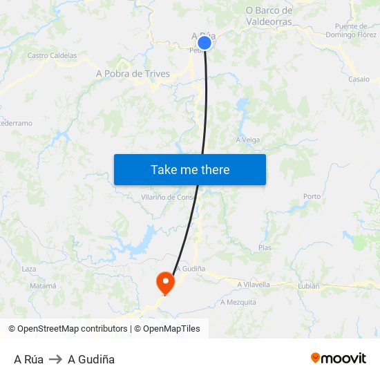 A Rúa to A Gudiña map