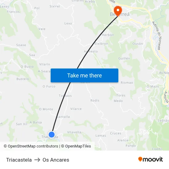Triacastela to Os Ancares map