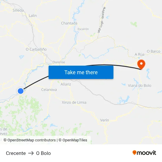 Crecente to O Bolo map