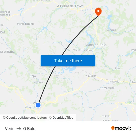 Verín to O Bolo map