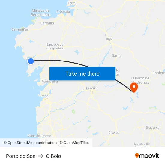 Porto do Son to O Bolo map