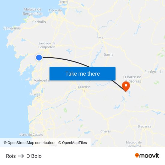 Rois to O Bolo map