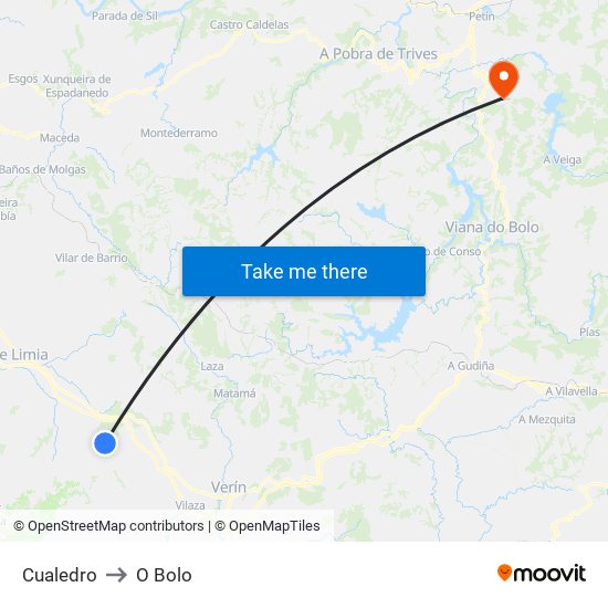 Cualedro to O Bolo map