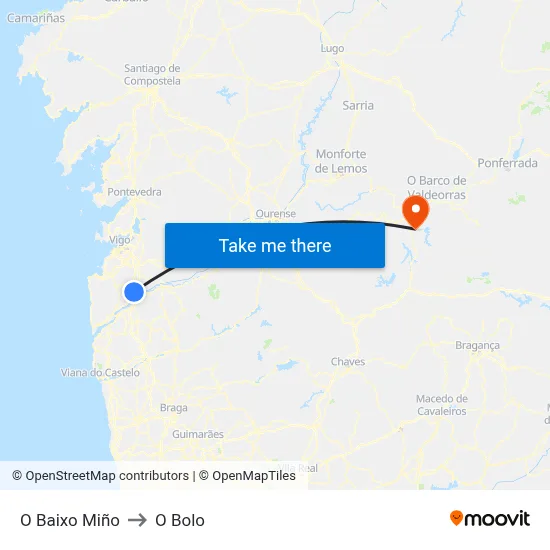 O Baixo Miño to O Bolo map