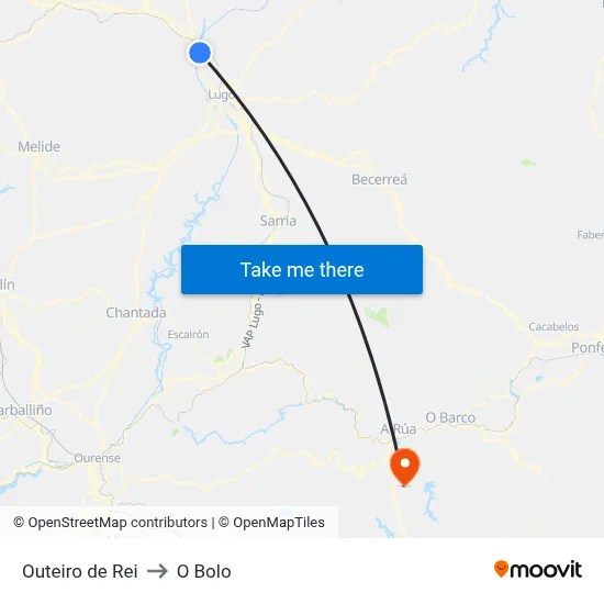 Outeiro de Rei to O Bolo map