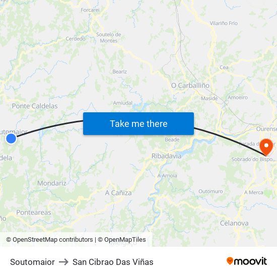 Soutomaior to San Cibrao Das Viñas map