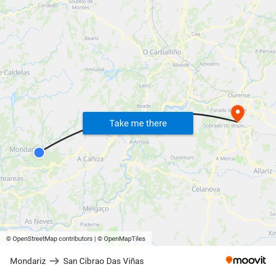 Mondariz to San Cibrao Das Viñas map